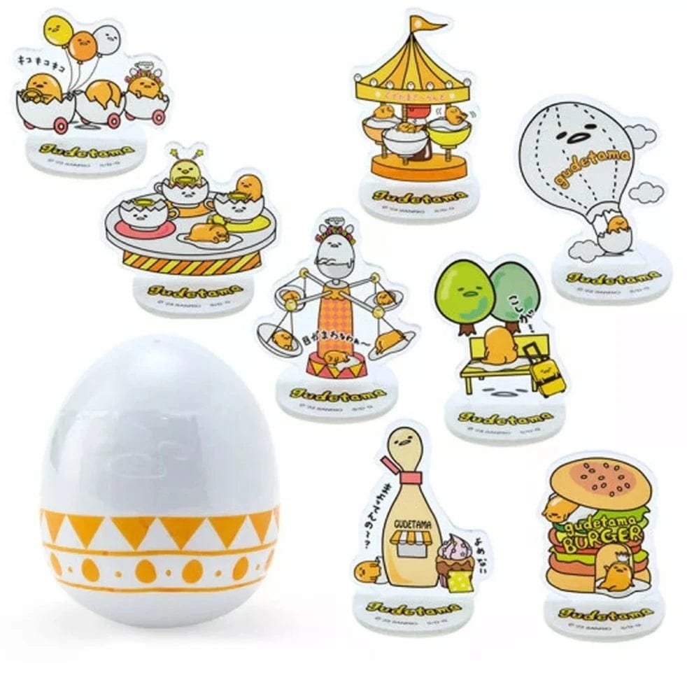 Enesco Sanrio Gudetama Acrylic Cut-out Stand Surprise Egg Gachapon Amusement Park Edition Kawaii Gifts 4550337258194