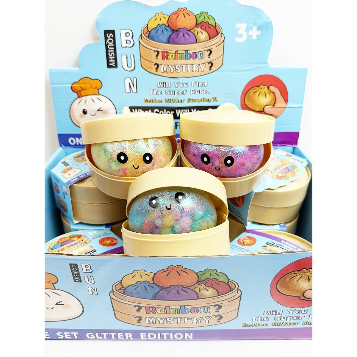 Funteze Cute Iridescent Bead Dumpling Squishy with Steamer ASSORTED COLOR / ONE SIZE(12) Kawaii Gifts 792026030436