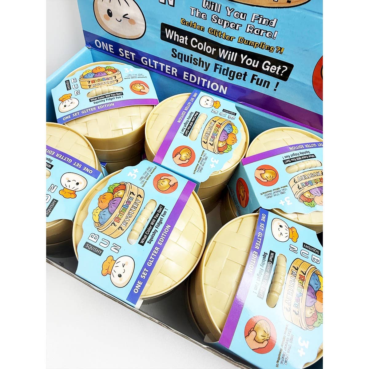 Funteze Cute Iridescent Bead Dumpling Squishy with Steamer ASSORTED COLOR / ONE SIZE(12) Kawaii Gifts 792026030436