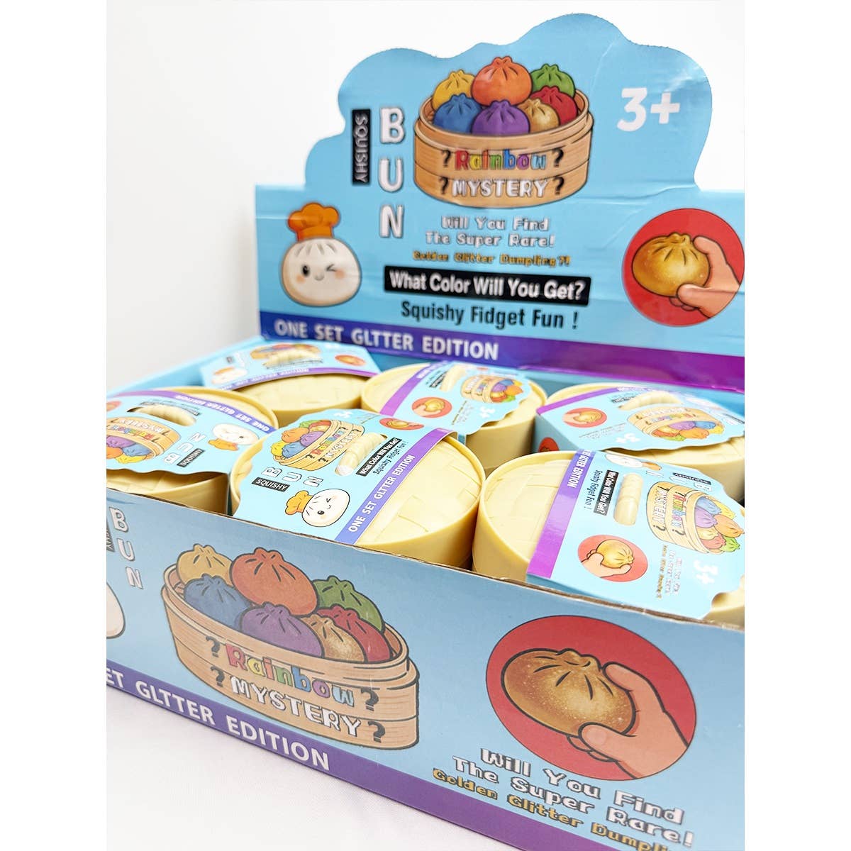 Funteze Cute Iridescent Bead Dumpling Squishy with Steamer ASSORTED COLOR / ONE SIZE(12) Kawaii Gifts 792026030436