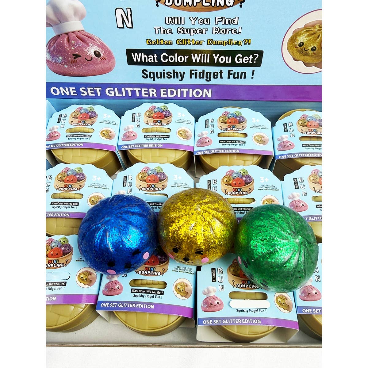 Funteze Glitter Mini Dumpling Squishy with Steamer ASSORTED COLOR / ONE SIZE(12) Kawaii Gifts 724065977380