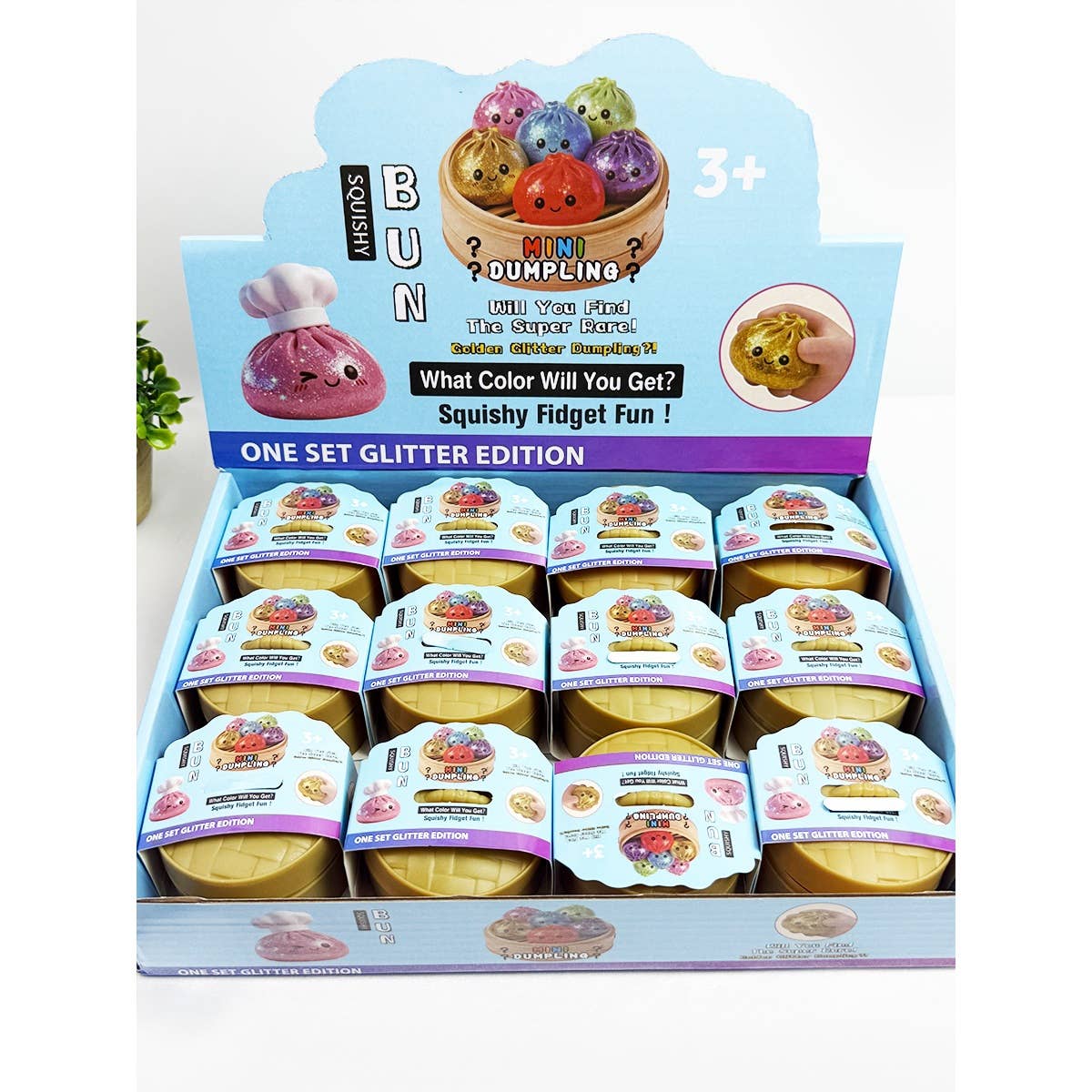 Funteze Glitter Mini Dumpling Squishy with Steamer ASSORTED COLOR / ONE SIZE(12) Kawaii Gifts 724065977380