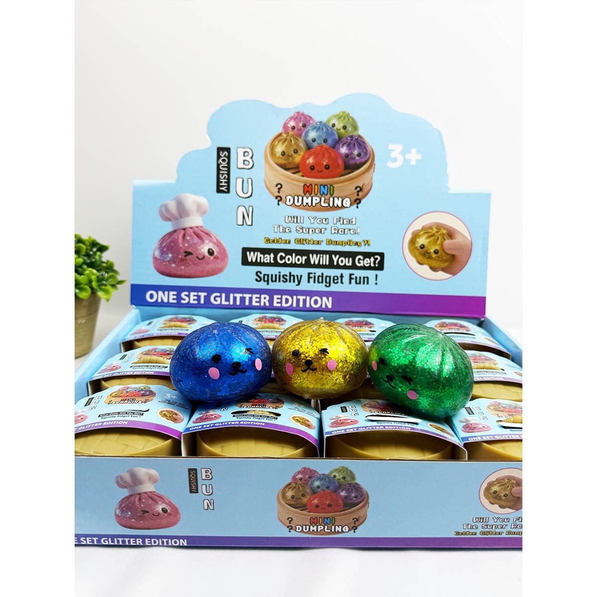 Funteze Glitter Mini Dumpling Squishy with Steamer ASSORTED COLOR / ONE SIZE(12) Kawaii Gifts 724065977380