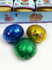 Funteze Mini Glittered Dumpling Squishy with Steamer Kawaii Gifts