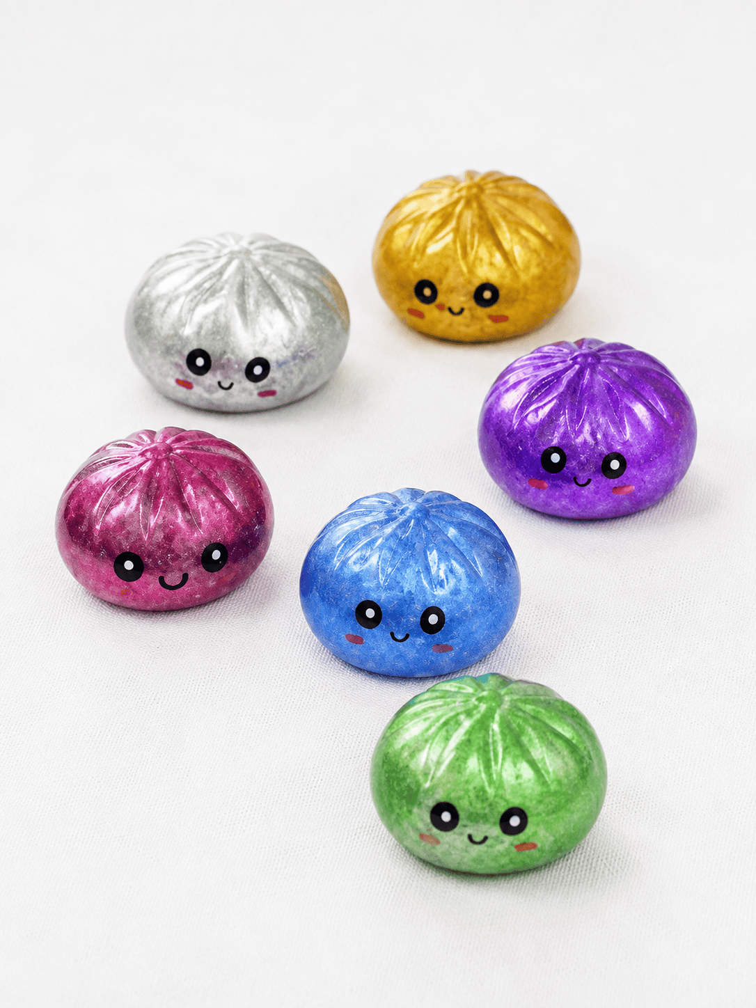 Funteze Mini Glittered Dumpling Squishy with Steamer Kawaii Gifts