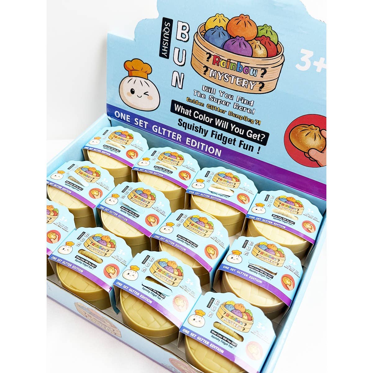 Funteze Pastel Glitter Mini Dumpling Squishy with Steamer ASSORTED COLOR / ONE SIZE(12) Kawaii Gifts 792026030405