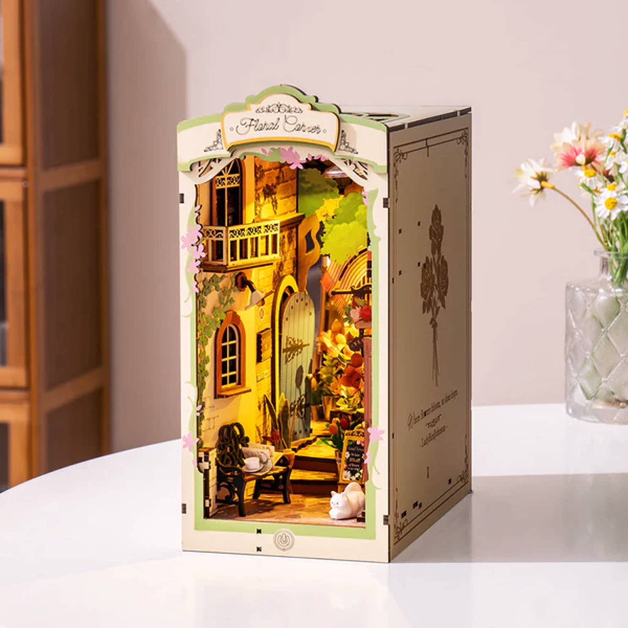 Hands Craft DIY Book Nook Kit: Floral Corner with Dust Cover Kawaii Gifts