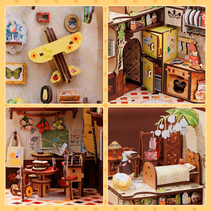 Hands Craft DIY Book Nook Kit: Mole's Apartment with Dust Cover Kawaii Gifts 810101581229