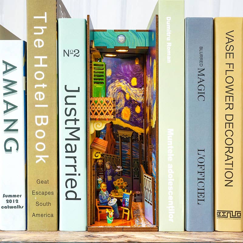 Buy China Town Book Nook Book Shelf Insert Bookcase With Light Model  Building Kit Online in India - Etsy