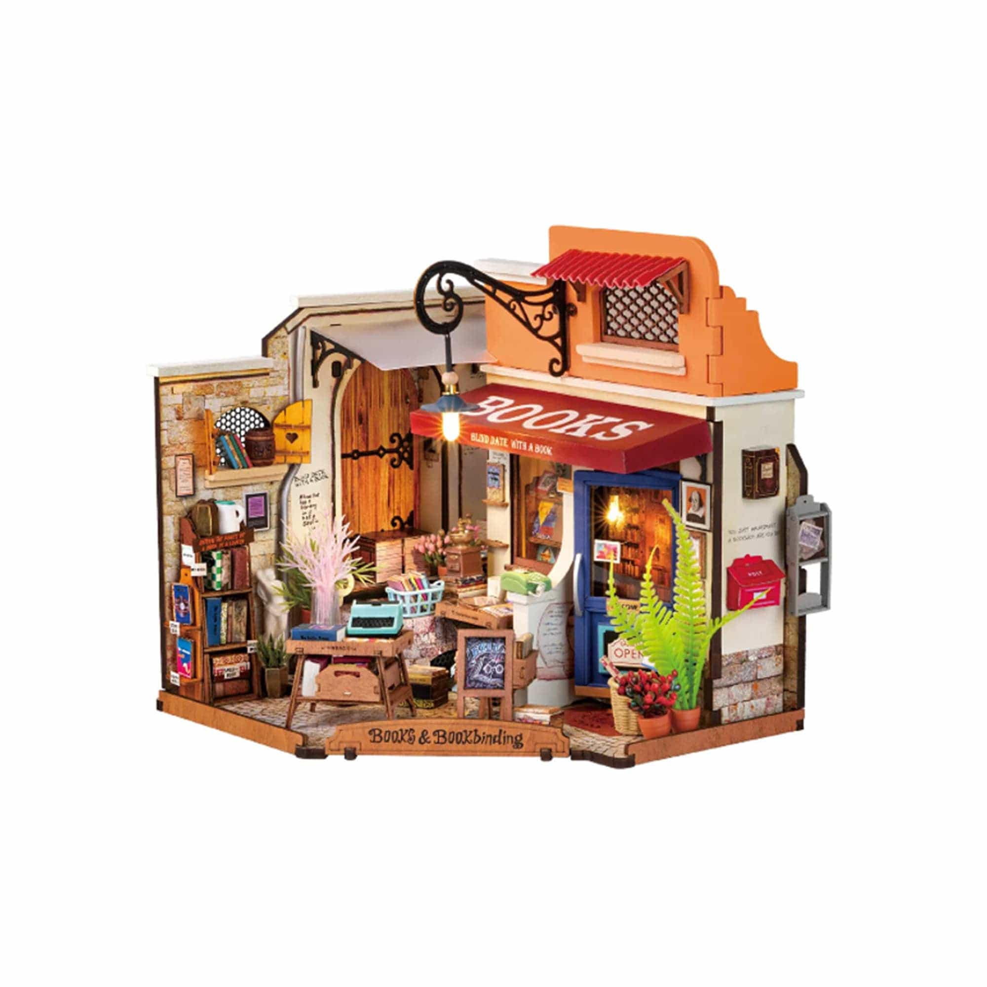 Hands Craft DIY Miniature House Kit: Corner Bookstore Kawaii Gifts 810101581250