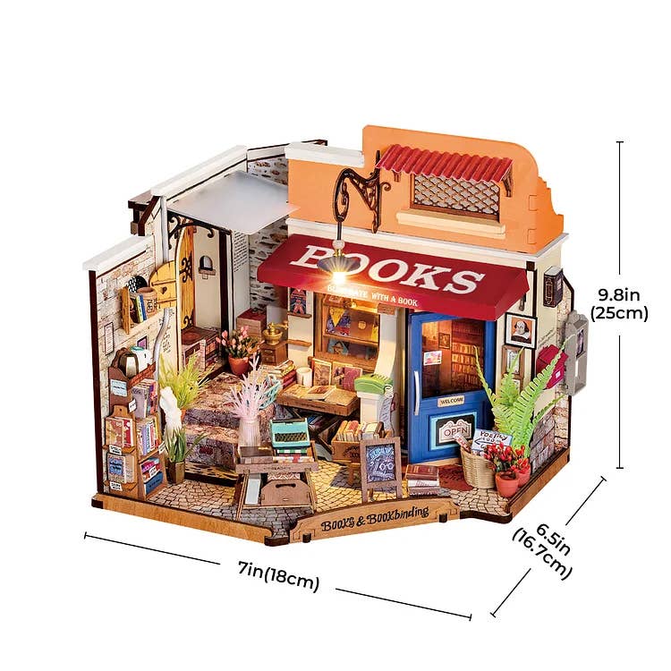 Hands Craft DIY Miniature House Kit: Corner Bookstore Kawaii Gifts 810101581250