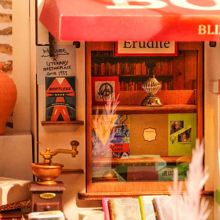 Hands Craft DIY Miniature House Kit: Corner Bookstore Kawaii Gifts 810101581250