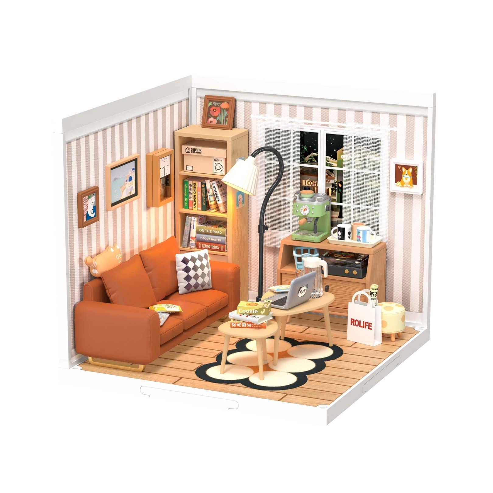 Hands Craft DIY Miniature House Kit: Cozy Living Lounge Kawaii Gifts 810101581106