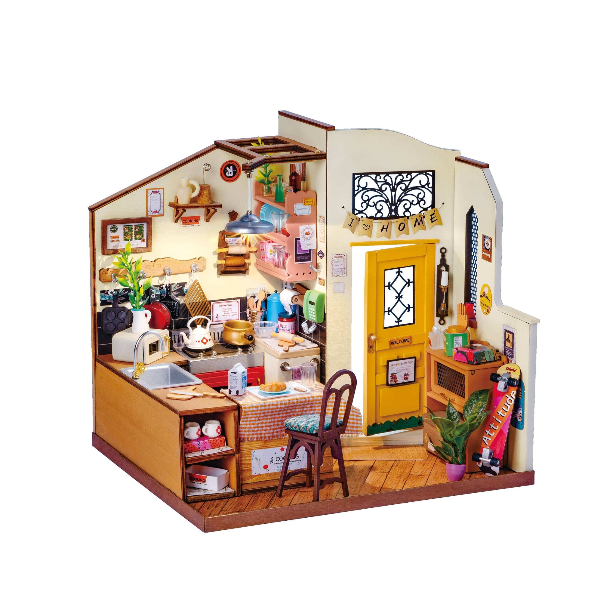 Mini Kit de Maison de Poupée, Kit Miniature de Maison de Poupée en Bois 1/24 Kit de Bricolage pour Poupée Multifonctionnel Mini Kit de Maison de Poupée, Kit Miniature de Maison de Poupée en Bois 1/24 Kit de Bricolage pour Poupée Multifonctionnel