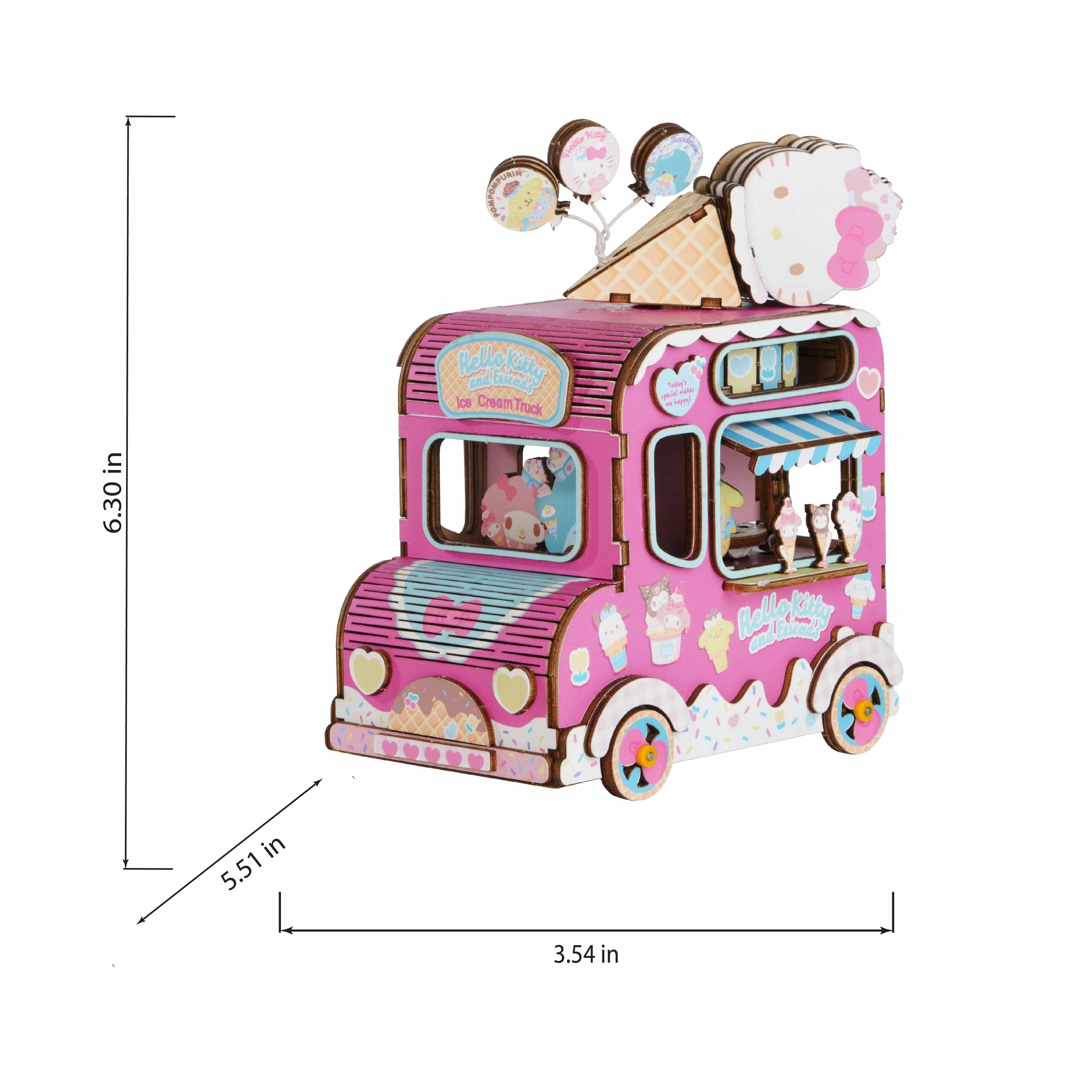 Hands Craft Hello Kitty® And Friends Wooden Music Box: Ice Cream Truck Kawaii Gifts 810101581144