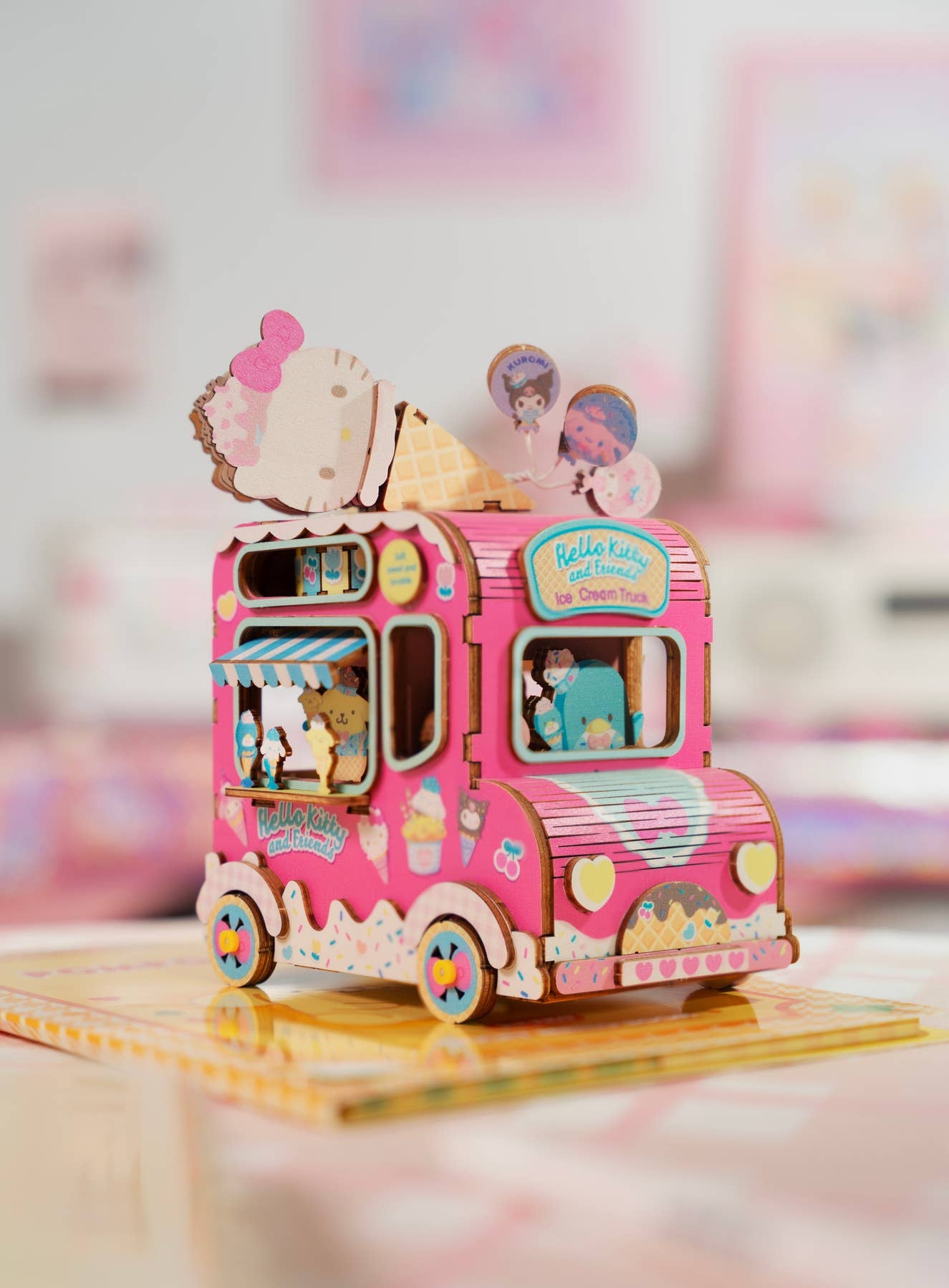 Hands Craft Hello Kitty® And Friends Wooden Music Box: Ice Cream Truck Kawaii Gifts 810101581144