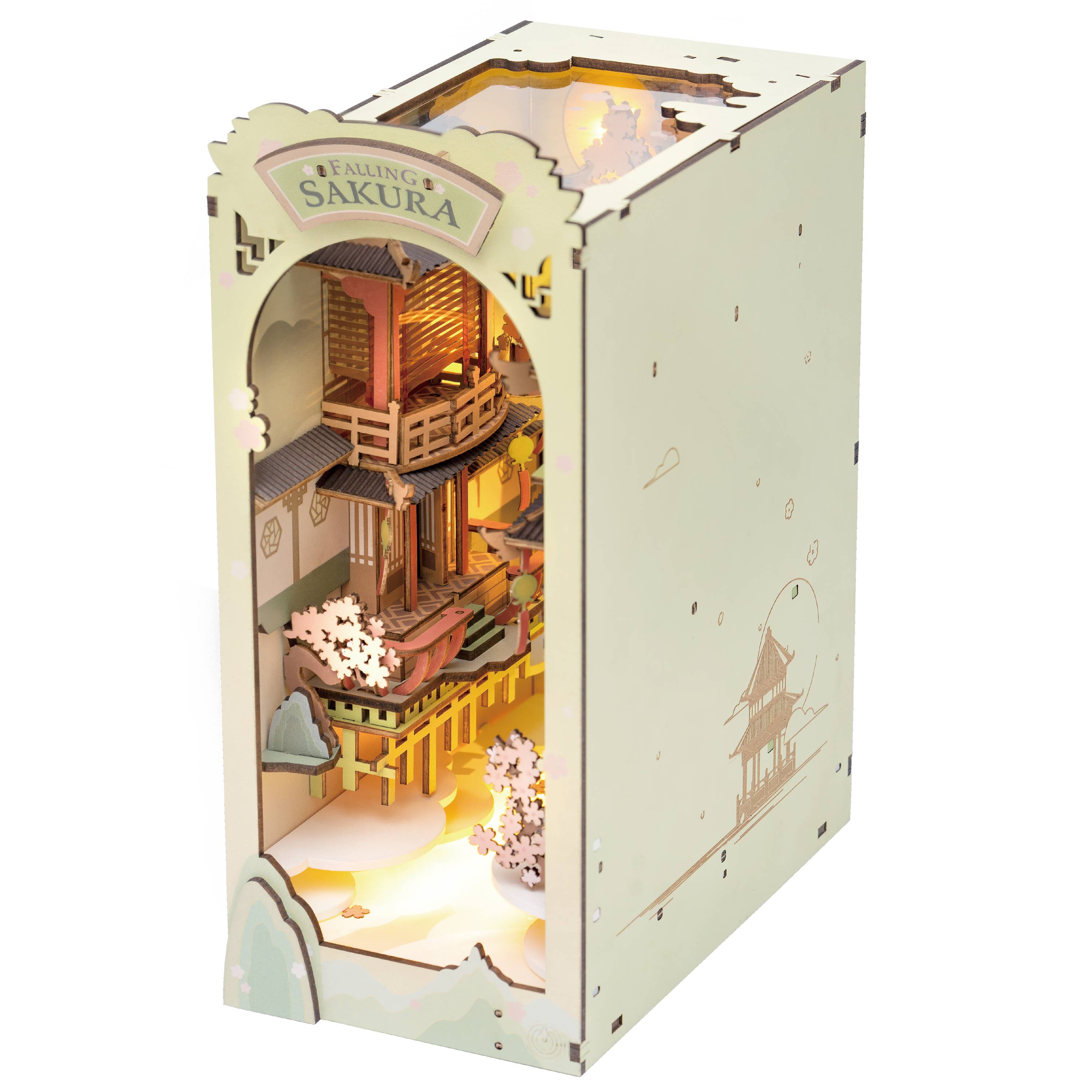 Hands Craft DIY Miniature House Book Nook Kit: Falling Sakura Kawaii Gifts