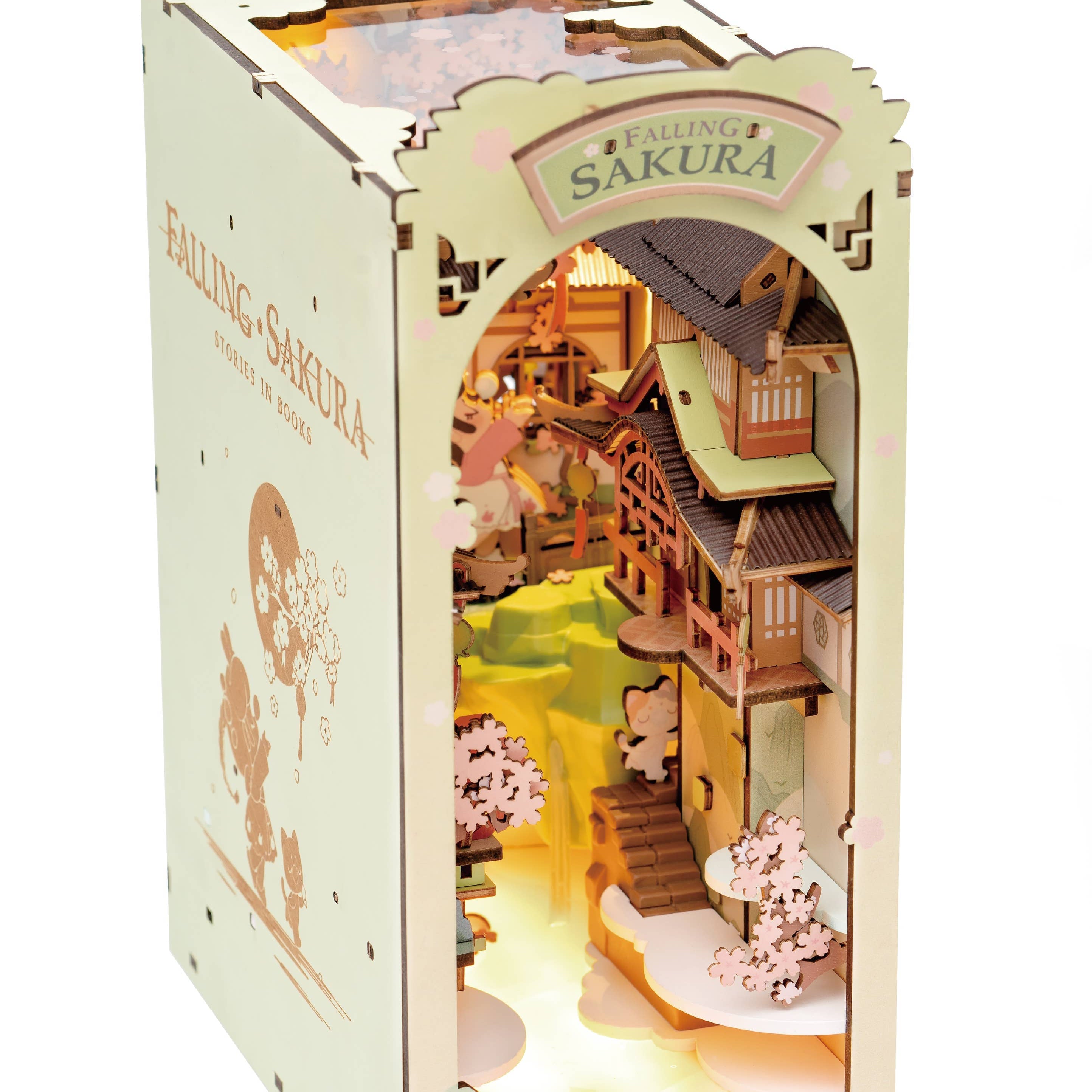Hands Craft DIY Miniature House Book Nook Kit: Falling Sakura Kawaii Gifts