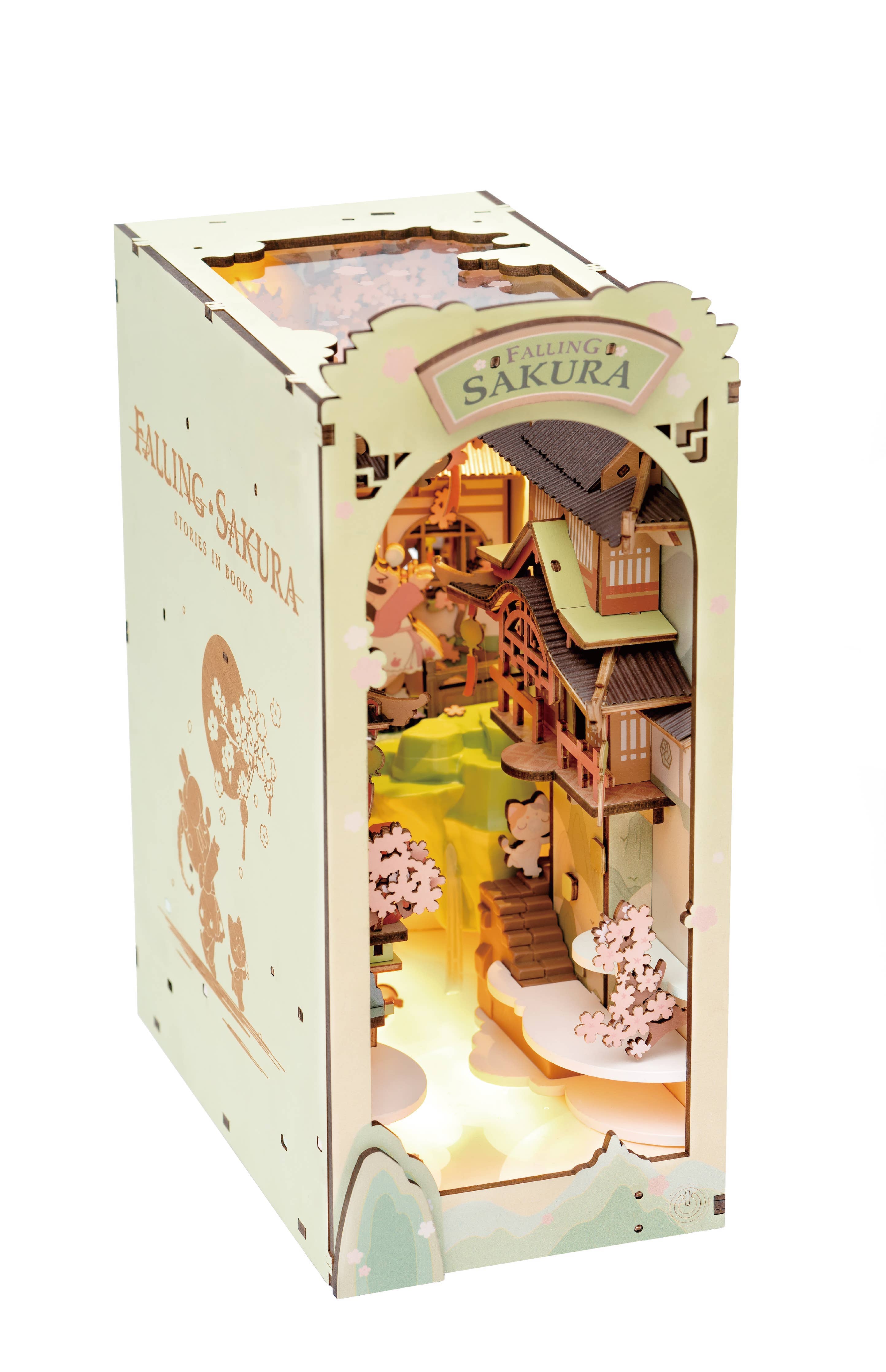 Hands Craft DIY Miniature House Book Nook Kit: Falling Sakura Kawaii Gifts