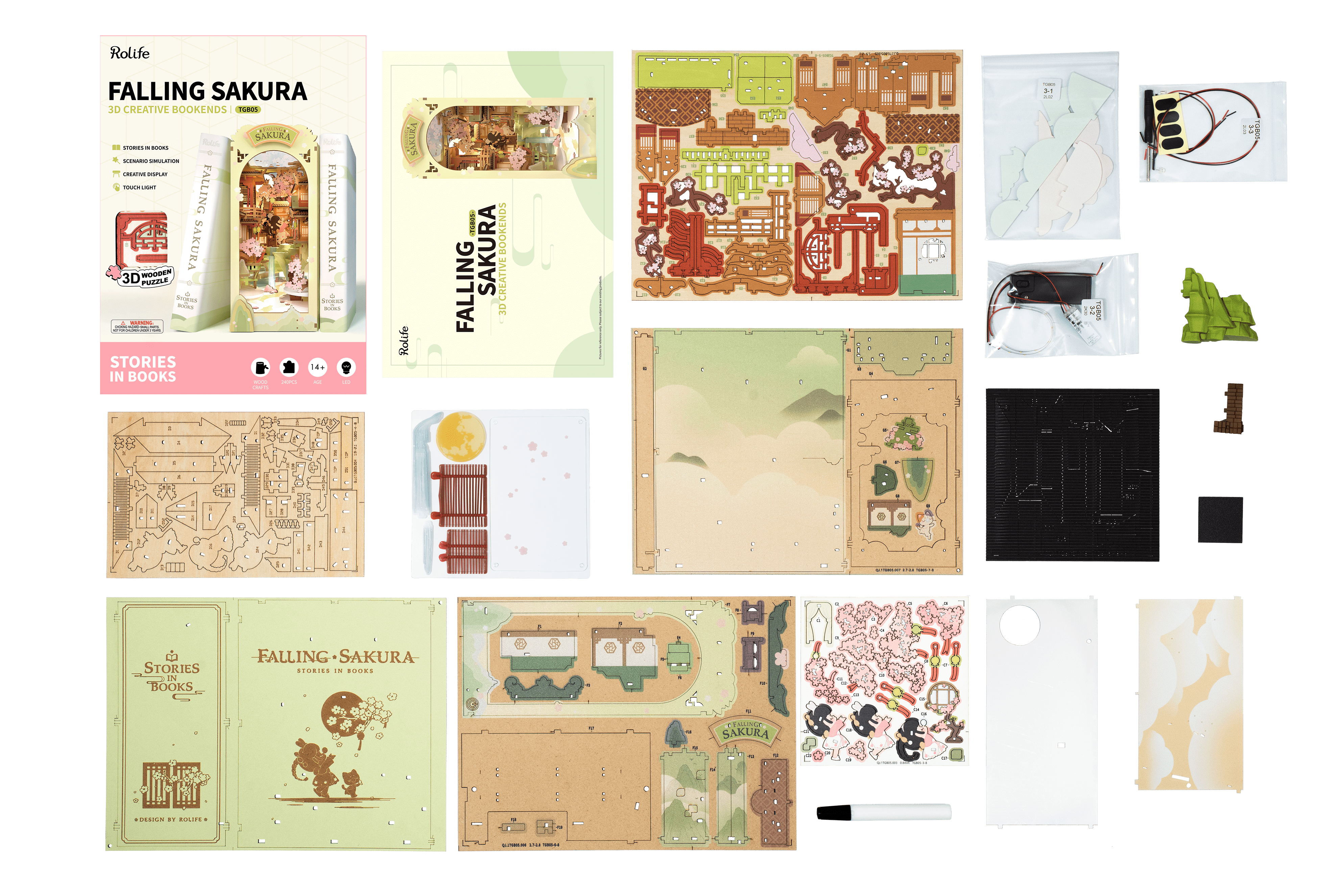Hands Craft DIY Miniature House Book Nook Kit: Falling Sakura Kawaii Gifts