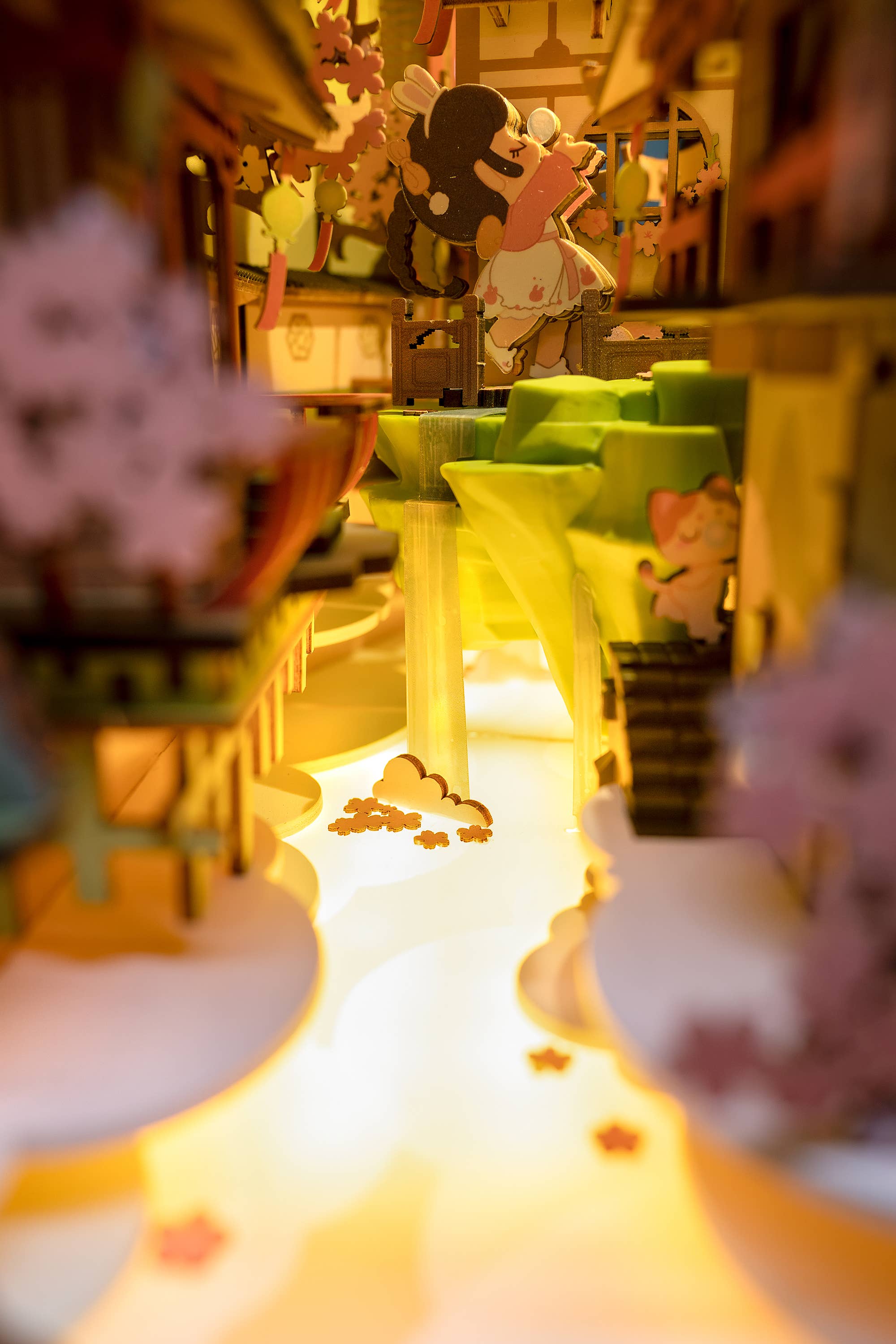 Hands Craft DIY Miniature House Book Nook Kit: Falling Sakura Kawaii Gifts