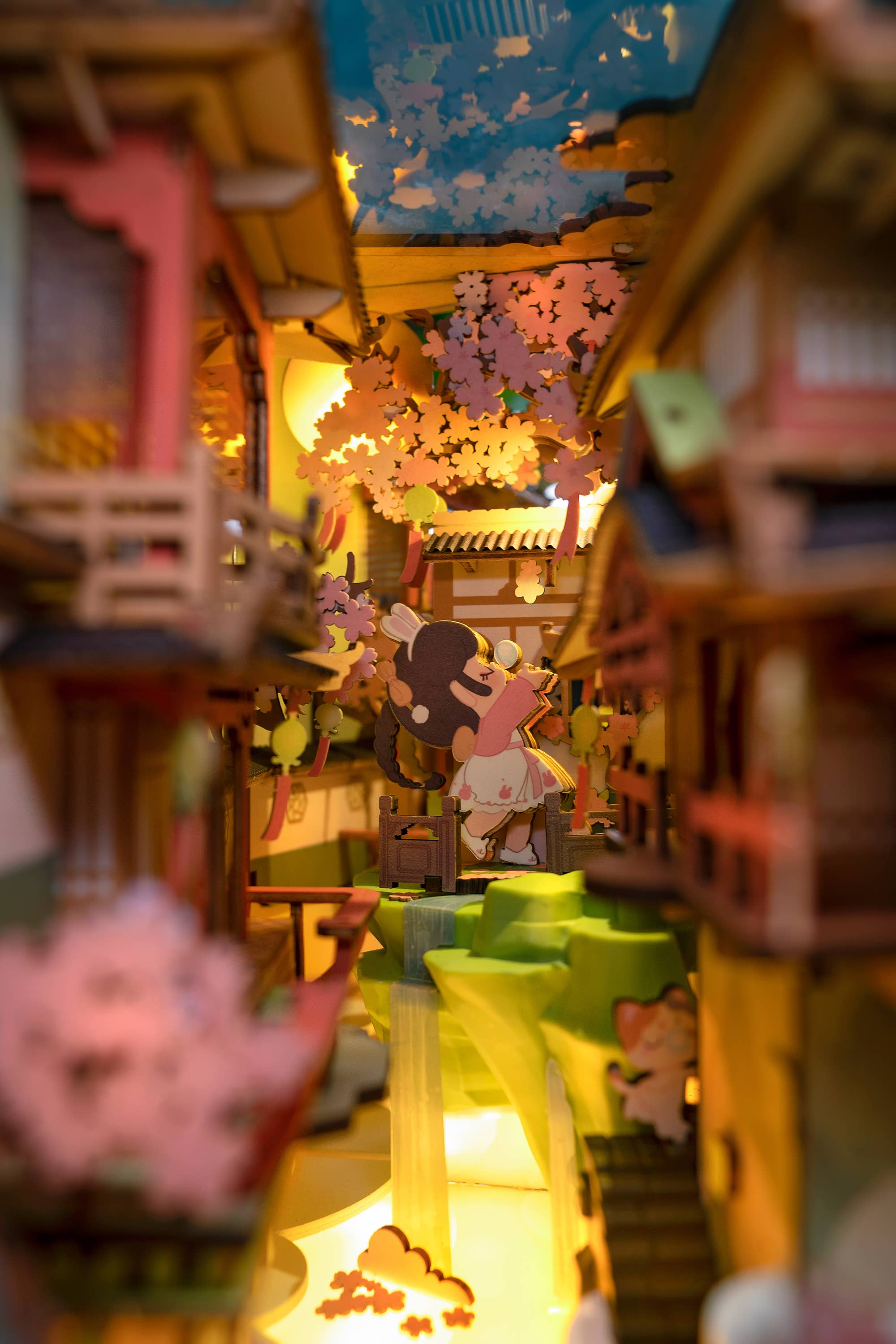 Hands Craft DIY Miniature House Book Nook Kit: Falling Sakura Kawaii Gifts