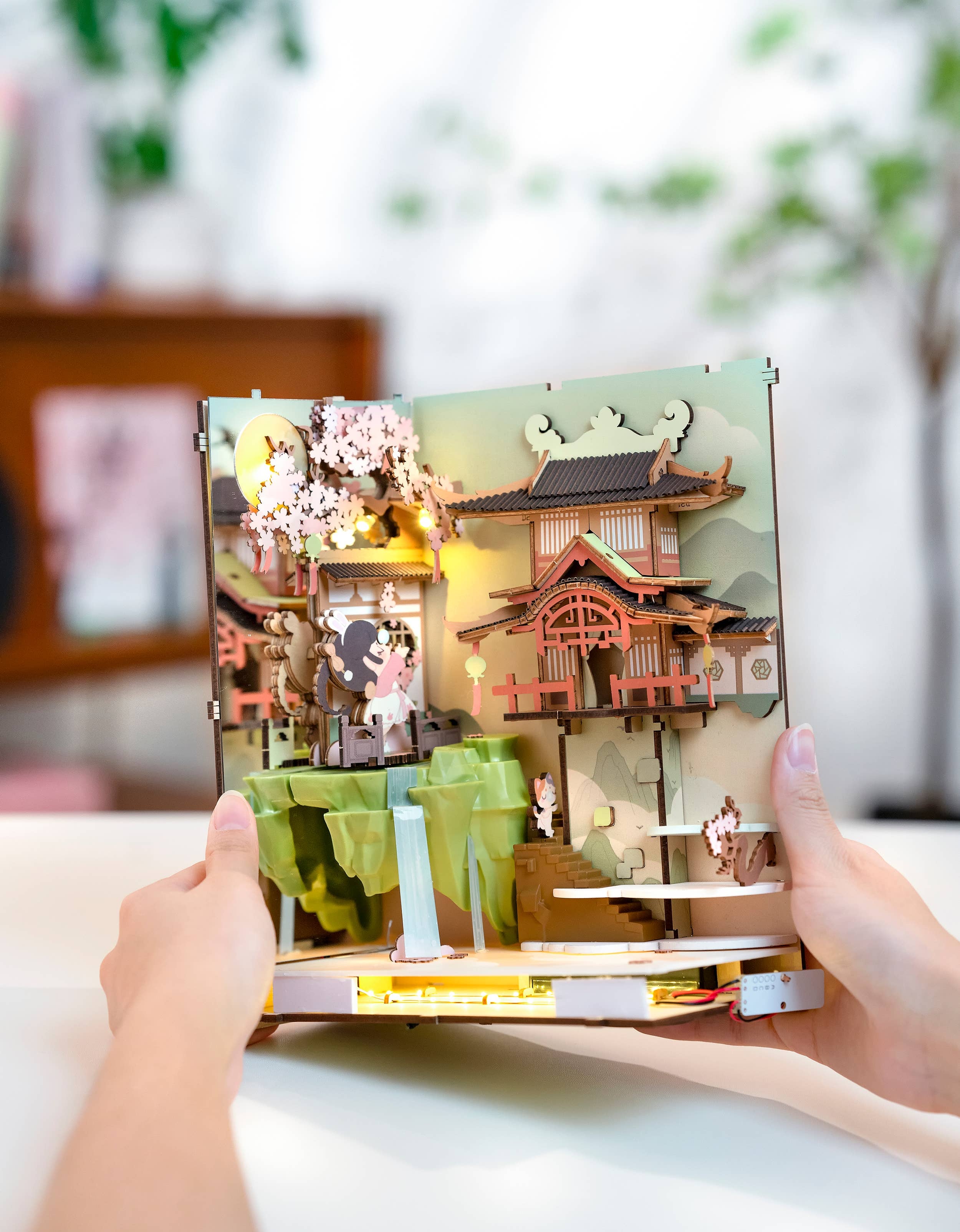 Hands Craft DIY Miniature House Book Nook Kit: Falling Sakura Kawaii Gifts