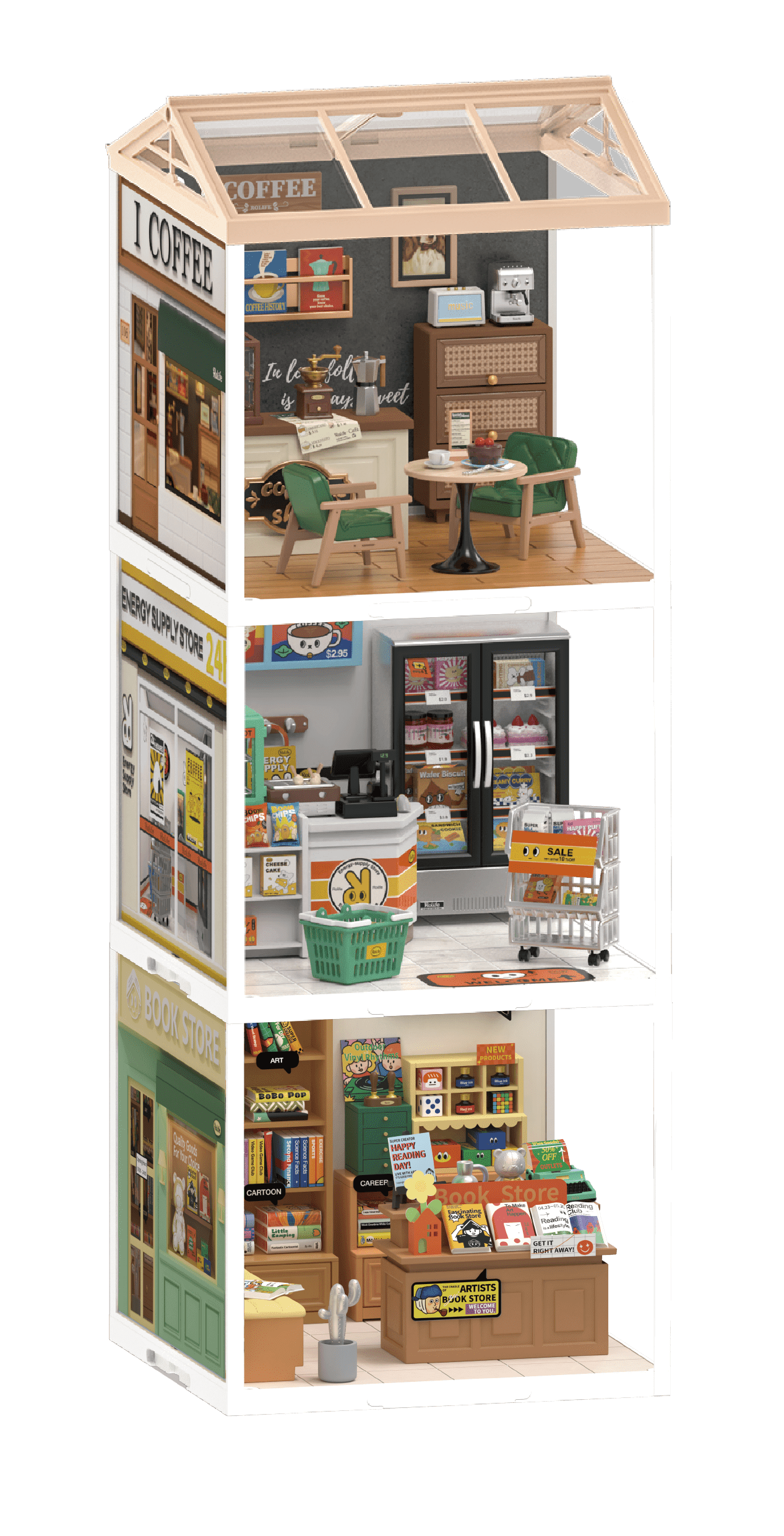 Hands Craft DIY Miniature House Kit: Breezy Time Cafe Kawaii Gifts