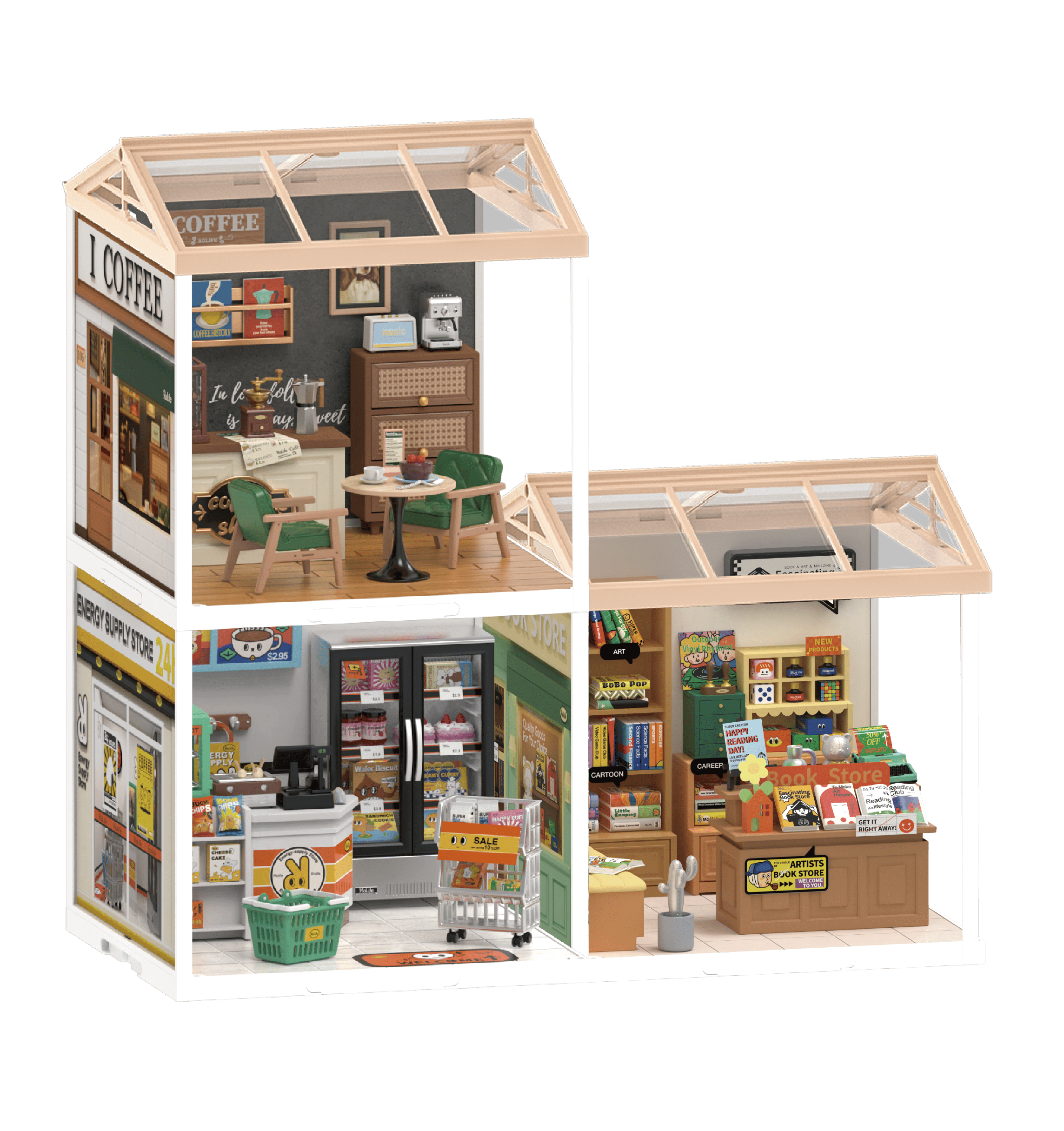 Hands Craft DIY Miniature House Kit: Breezy Time Cafe Kawaii Gifts