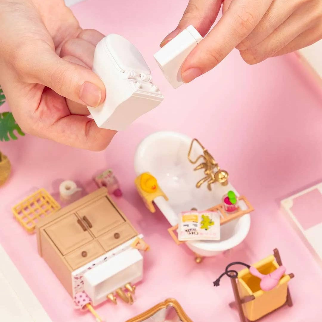 Hands Craft DIY Miniature House Kit: Pop Bubble Bathroom Kawaii Gifts