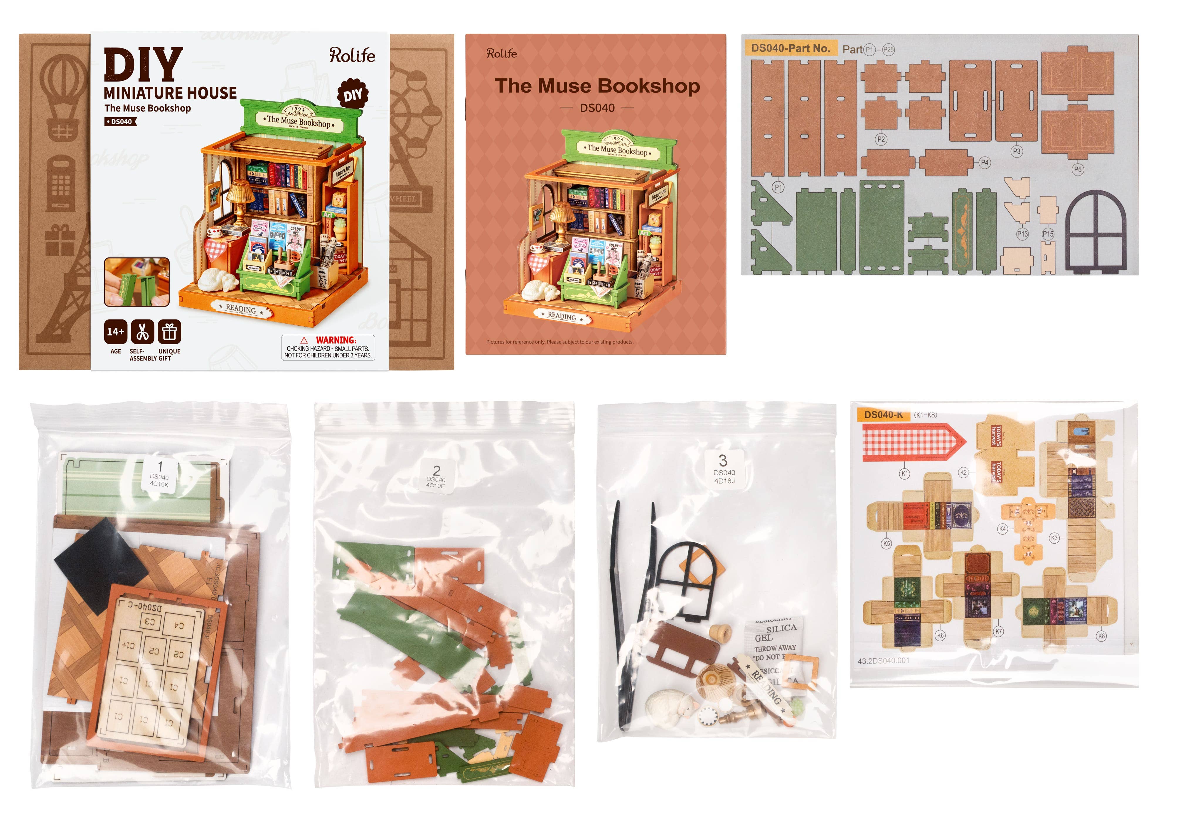 Hands Craft DIY Miniature House Kit: The Muse Bookshop Kawaii Gifts