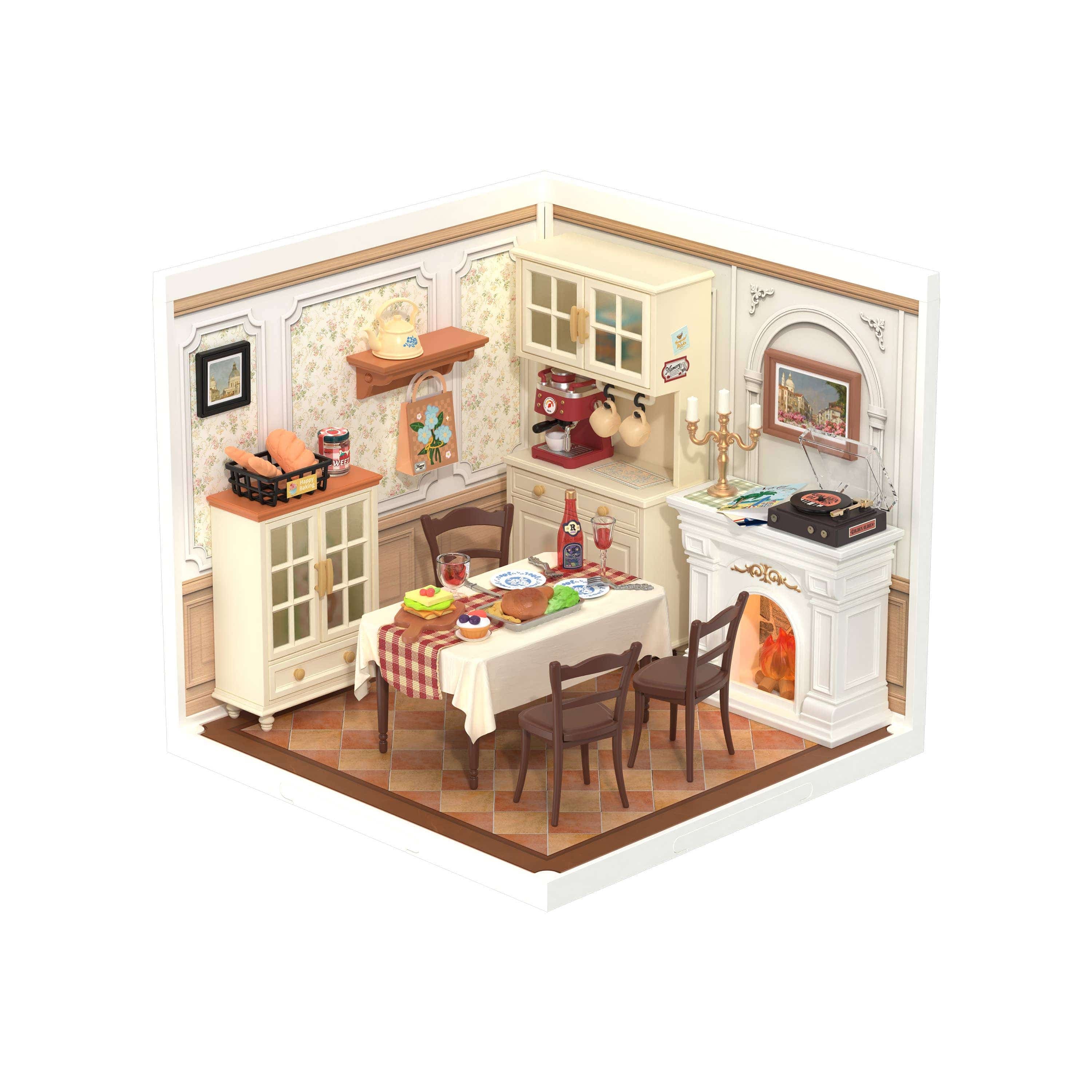 Hands Craft DIY Miniature House Kit: Warm Dining Room Kawaii Gifts