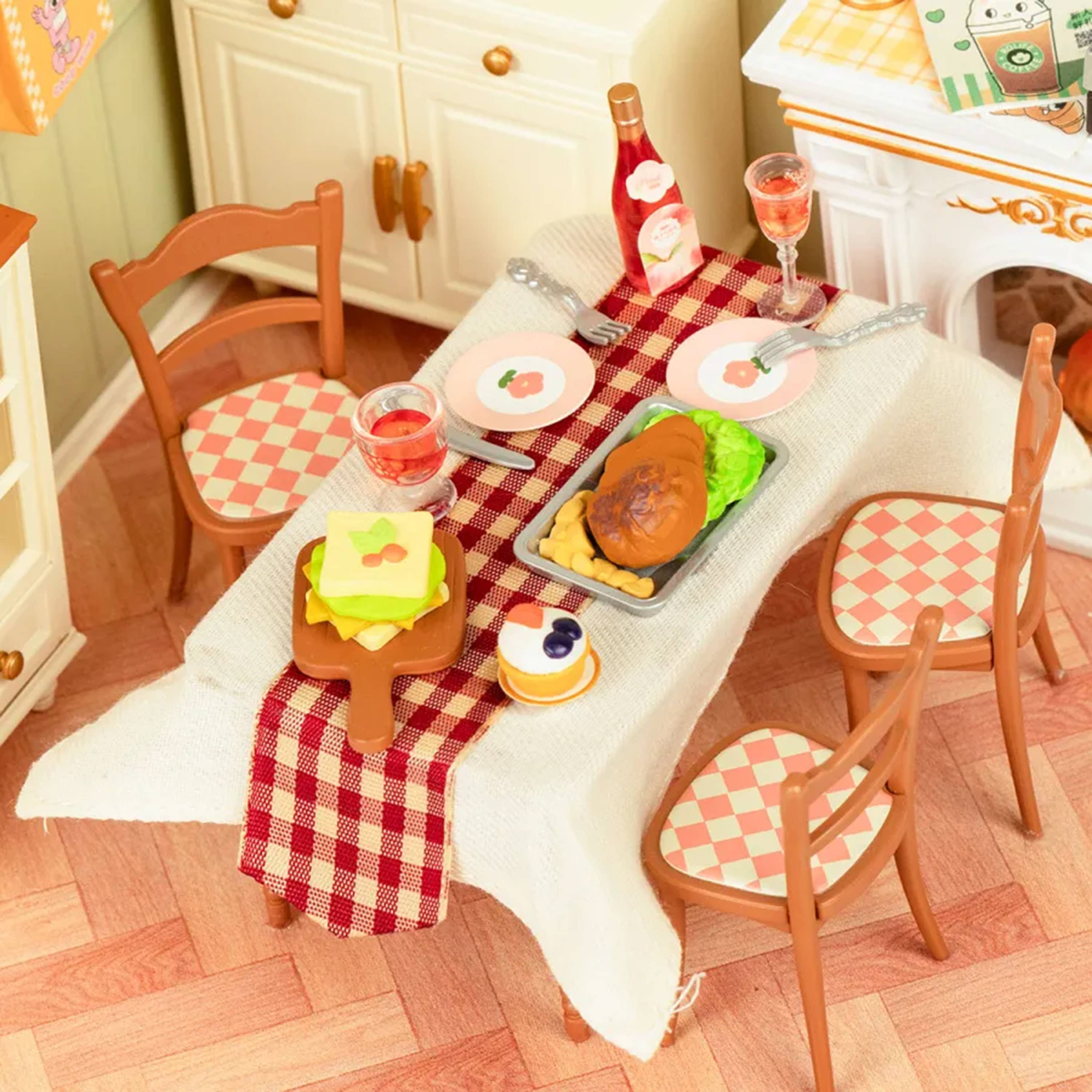 Hands Craft DIY Miniature House Kit: Warm Dining Room Kawaii Gifts