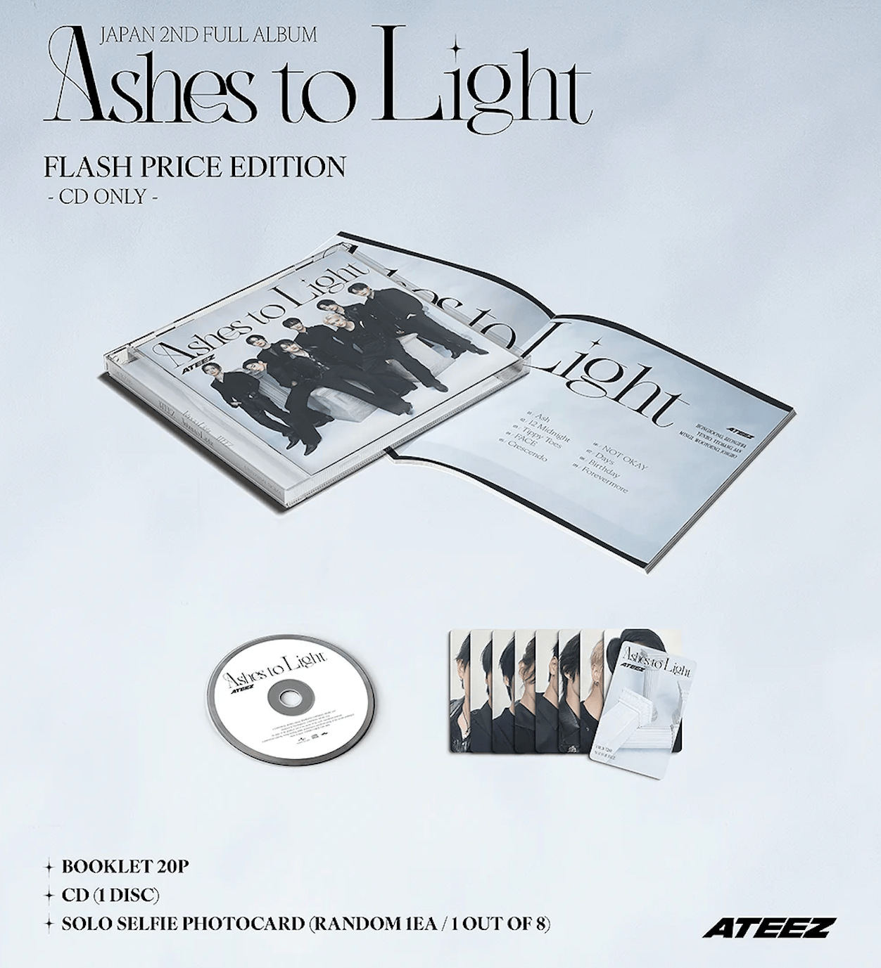 Hanteo ATEEZ - Ashes to Light (2nd Japanese Album) (Flash Price Limited Edition) Kawaii Gifts 4988031786086
