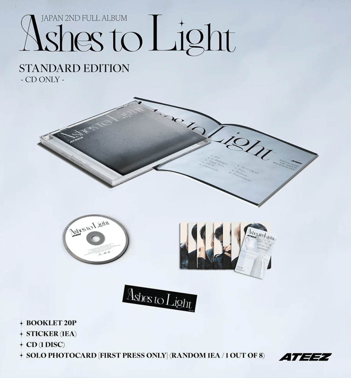 Hanteo ATEEZ - Ashes to Light (2nd Japanese Album) (Standard Edition) Kawaii Gifts