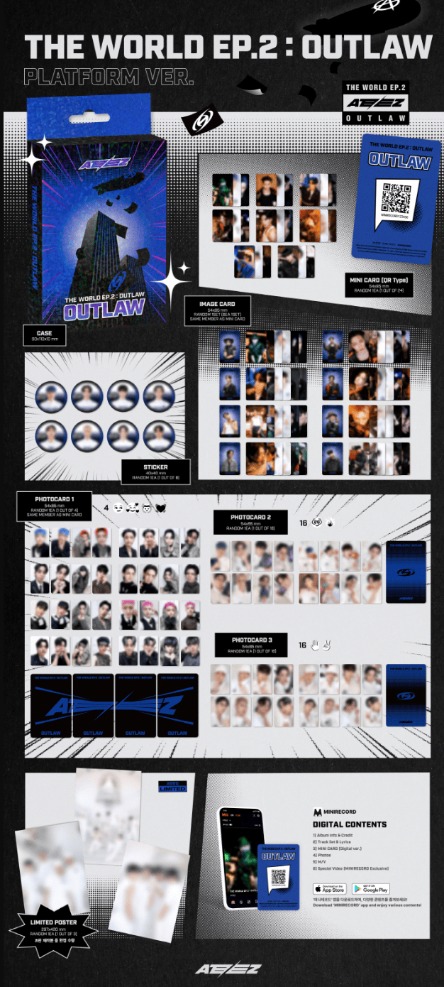 Hanteo ATEEZ - [The World EP.2: Outlaw] (Platform Ver.) Kawaii Gifts