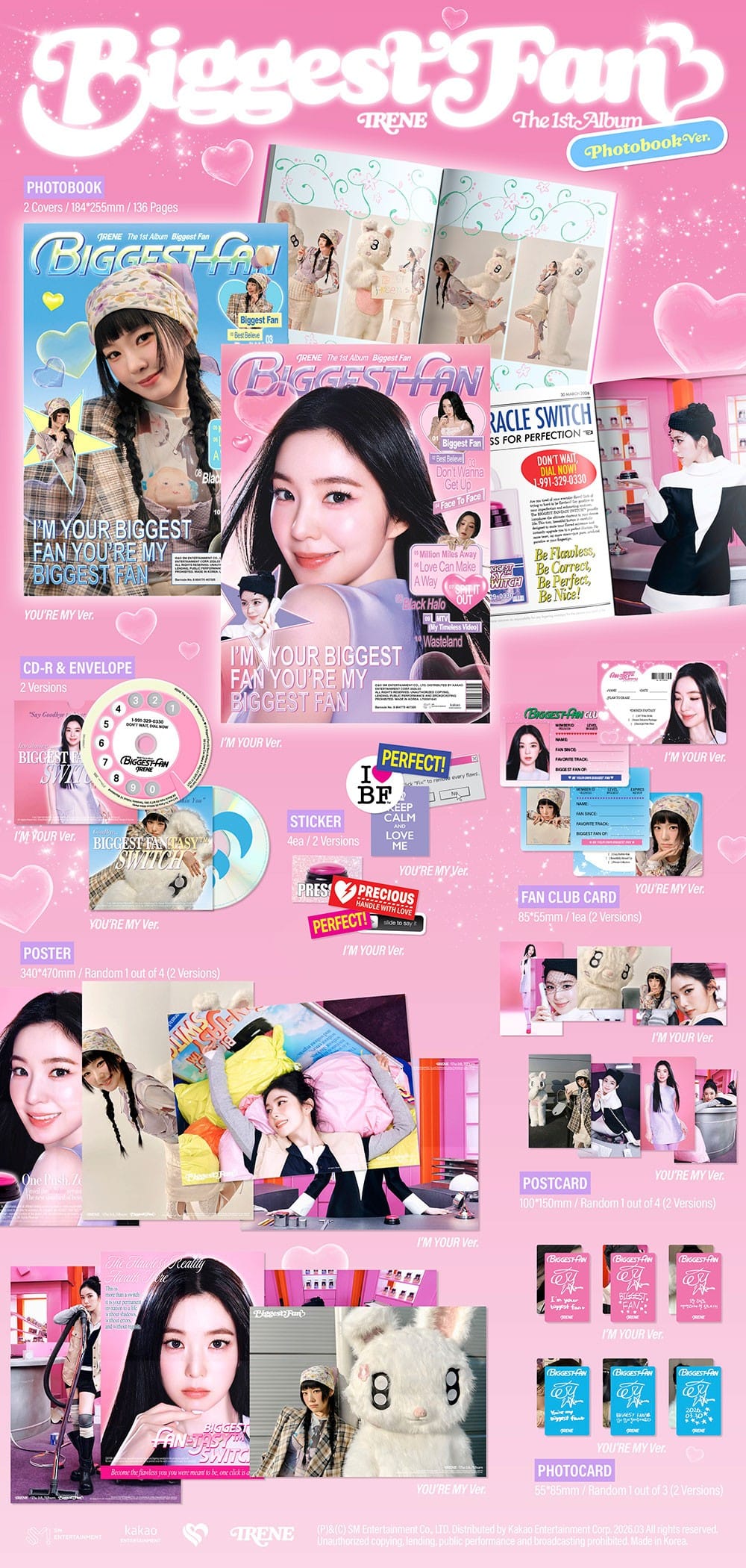Hanteo IRENE - 1st Album [Biggest Fan] (Photobook Ver.) Kawaii Gifts 8804775467325