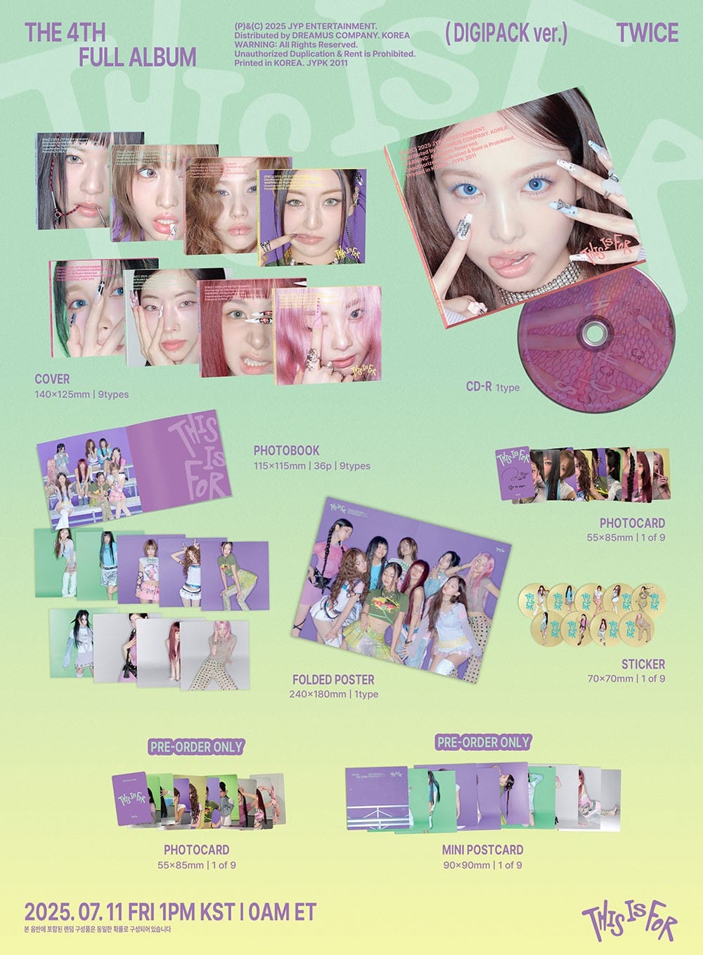 Hanteo TWICE - [This is For] (The 4th Full Album) (Digipack Ver.) Kawaii Gifts