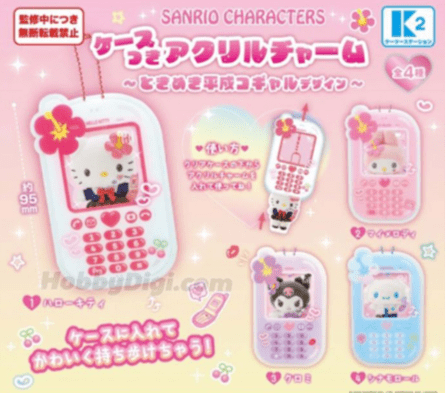 JBK Sanrio Characters Acrylic Charm with Case - Tokimeki Heisei Kogal Design Gashapon Kawaii Gifts 30930902