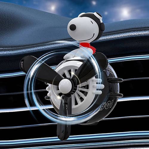 K_Wonderland Peanuts Snoopy Pilot Car Diffuser Air Freshener Propeller Design Black Kawaii Gifts