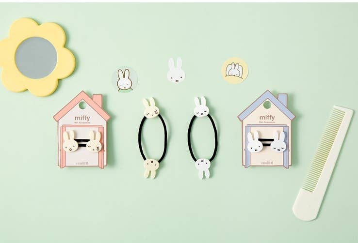 K-Wonderland Miffy Acryle Face Hair Tie String Scrunches Blue Kawaii Gifts