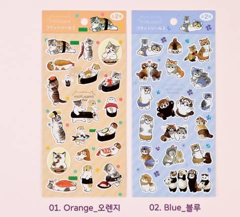 K_Wonderland Mofusand Animal Sushi & Friends Stickers – Flat Seal Ver. 2 Kawaii Gifts