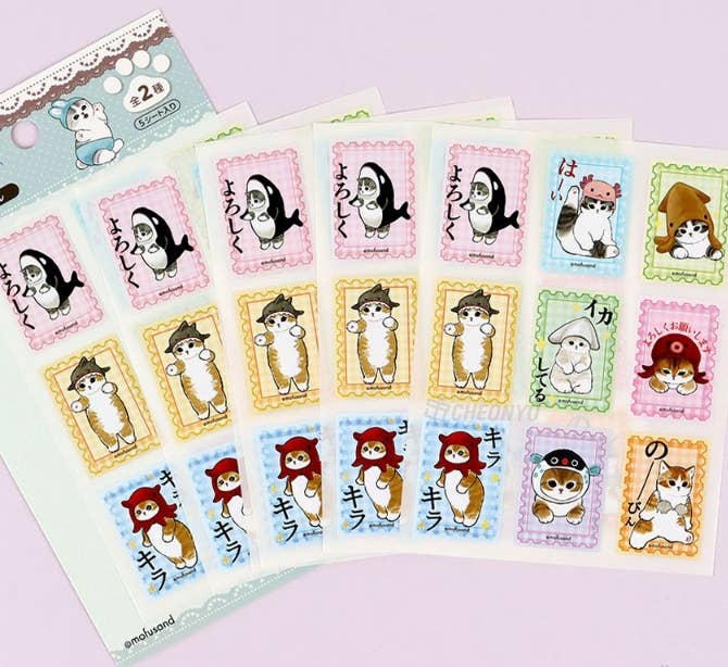 K-Wonderland Mofusand illust Deco Stickers 5 PCS SET Kawaii Gifts