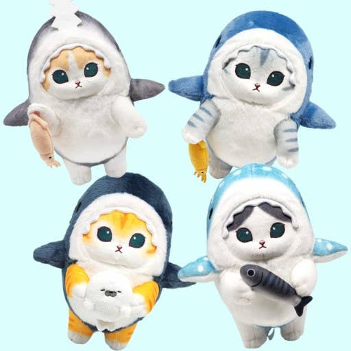 K-Wonderland Mofusand Shark Costume with mini fishing mascot Plushes Kawaii Gifts