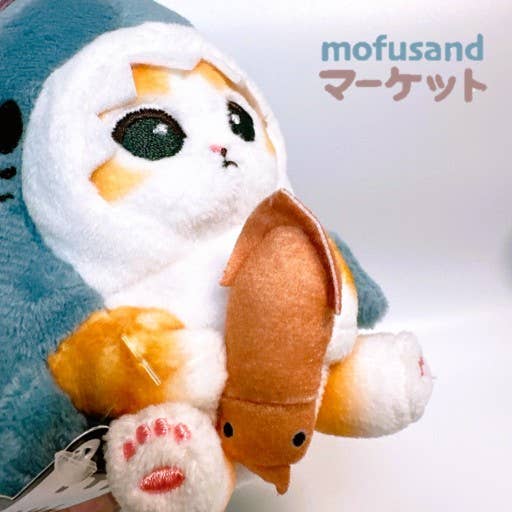 K-Wonderland Mofusand Shark Costume with mini fishing mascot Plushes Kawaii Gifts