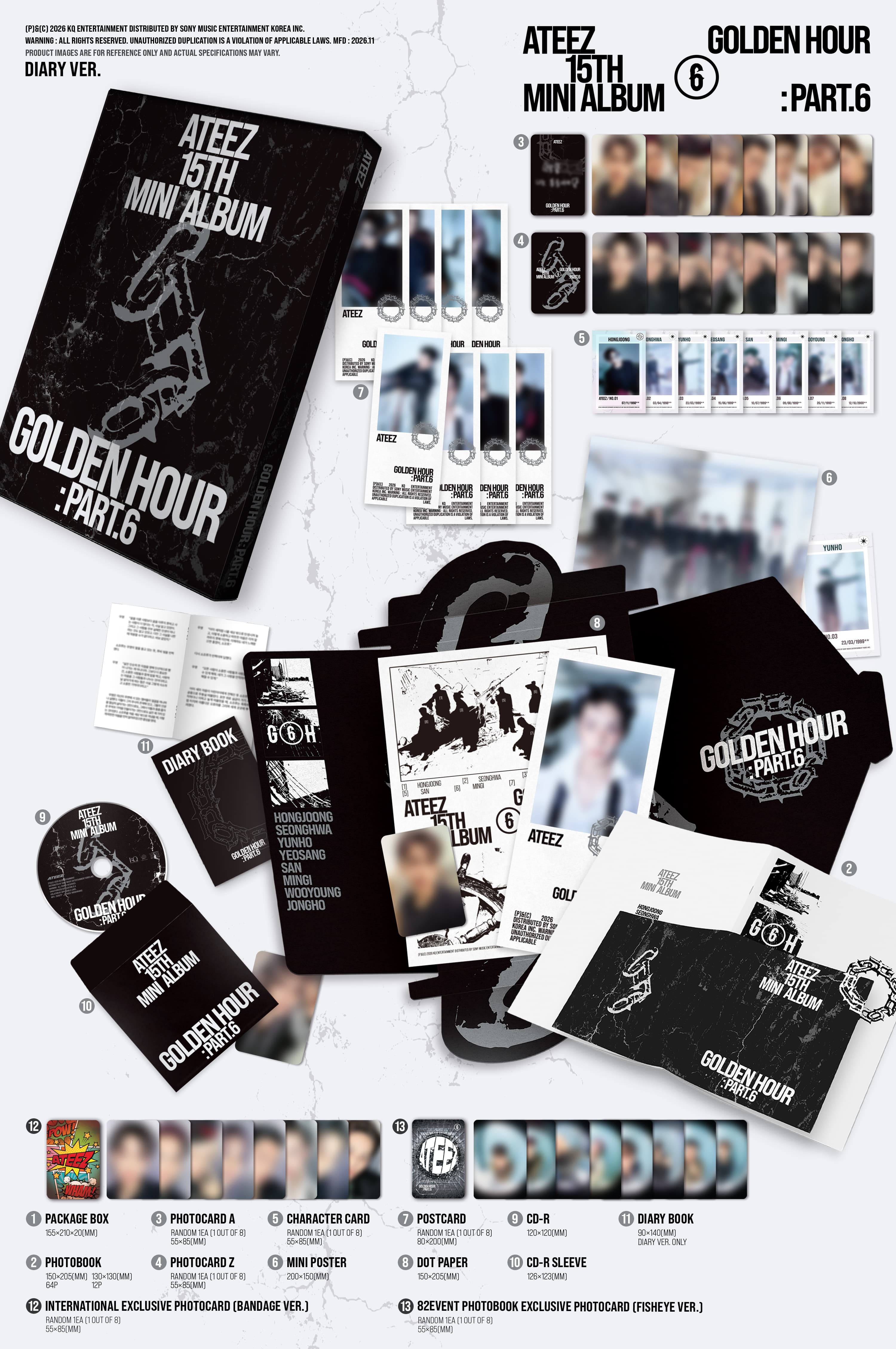 Kai Media [82event Exclusive] ATEEZ - GOLDEN HOUR: Part.6 (Photobook) [ONE PER VER PER PERSON] Kawaii Gifts