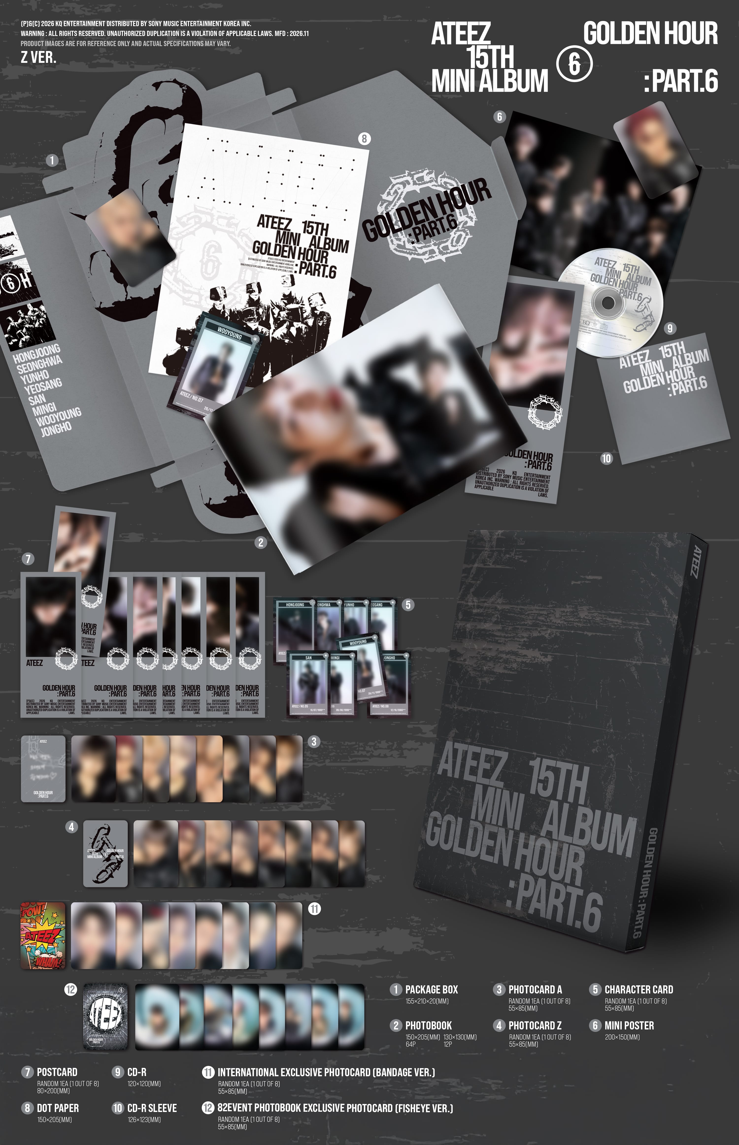 Kai Media [82event Exclusive] ATEEZ - GOLDEN HOUR: Part.6 (Photobook) [ONE PER VER PER PERSON] Kawaii Gifts