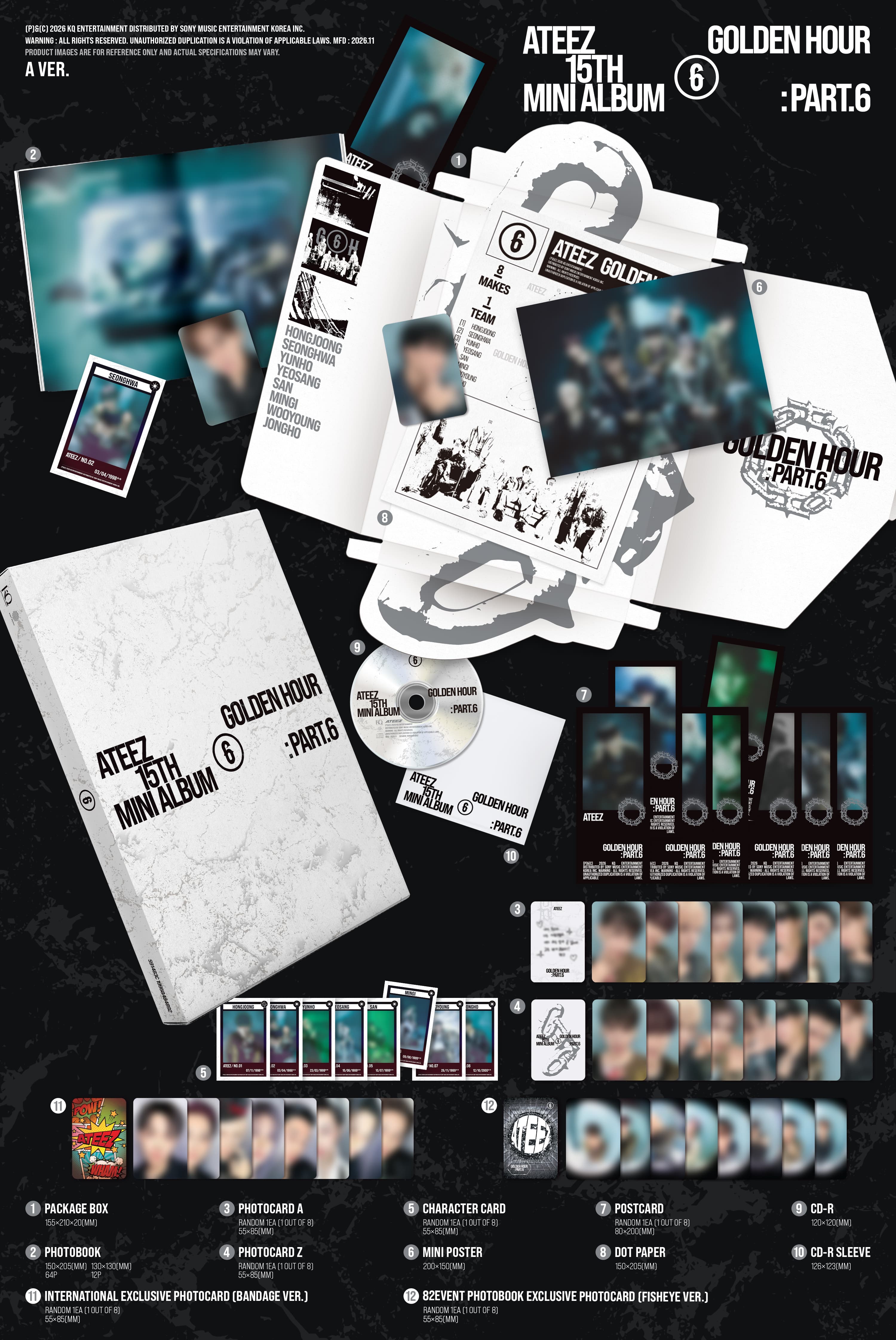 Kai Media [82event Exclusive] ATEEZ - GOLDEN HOUR: Part.6 (Photobook) [ONE PER VER PER PERSON] Kawaii Gifts