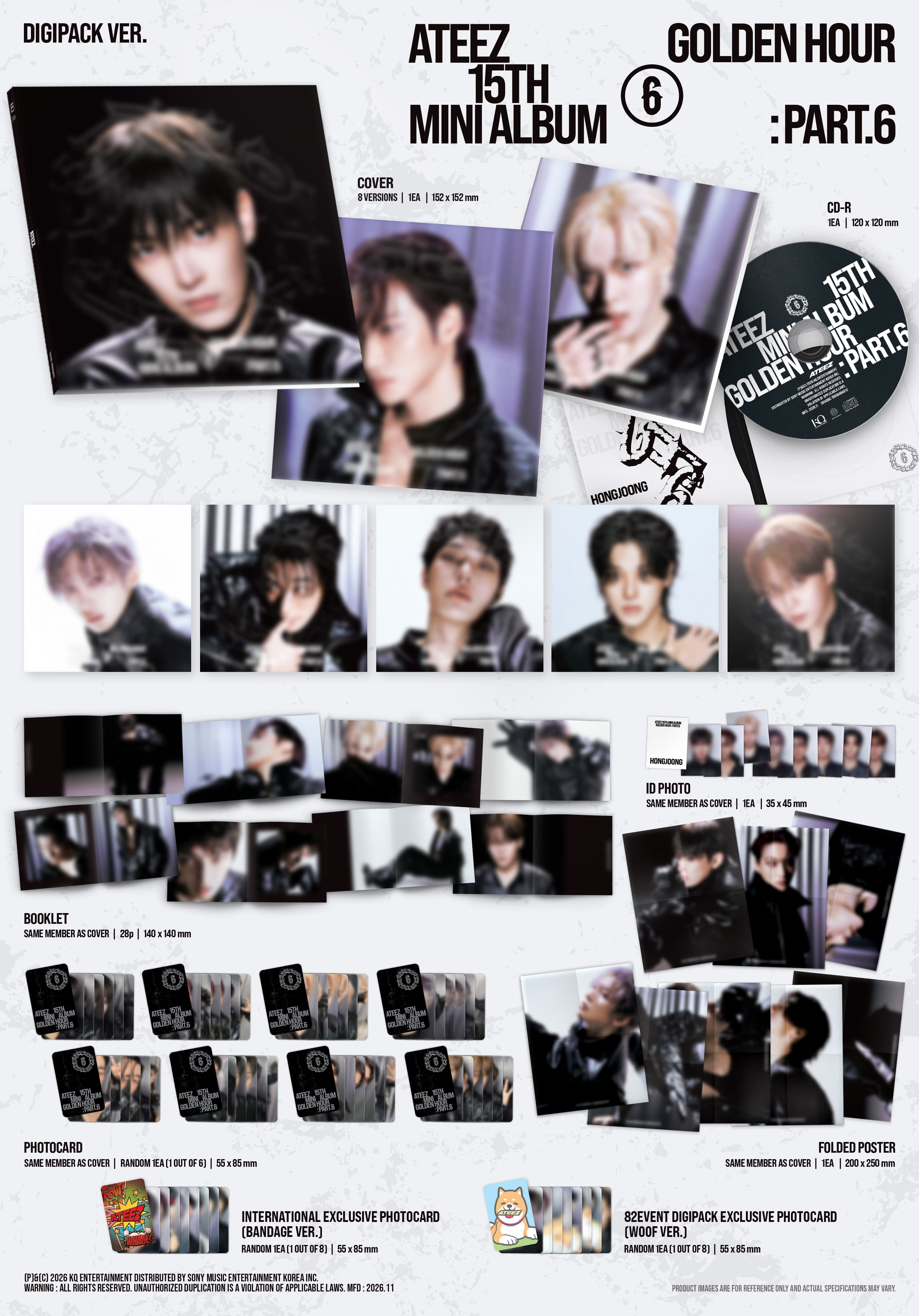 Kai Media [82event Exclusive] ATEEZ - GOLDEN HOUR: Part.6 (Solo Digipack Ver.) [TWO PER CUSTOMER] Kawaii Gifts