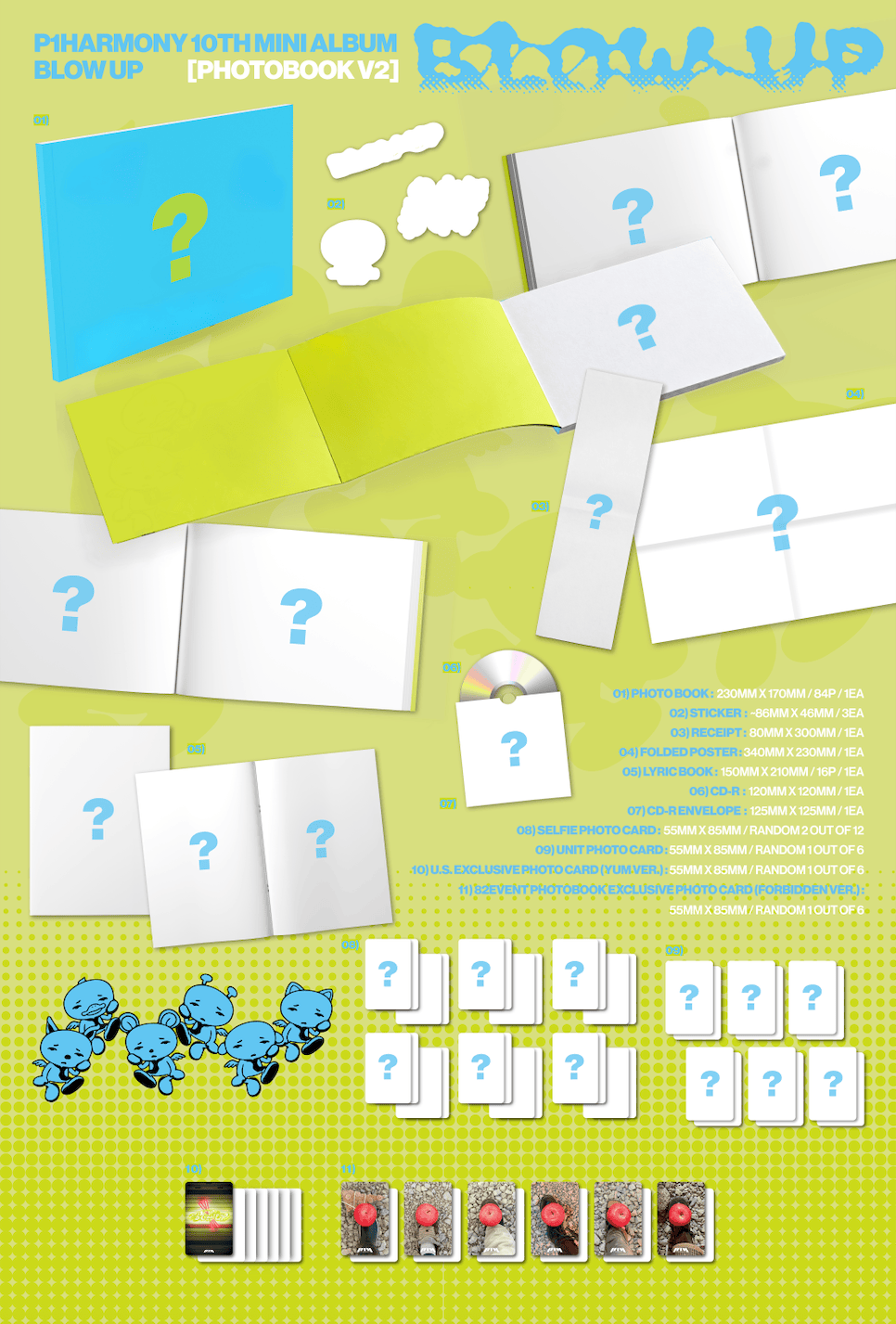 Kai Media [82EVENT Exclusive] P1Harmony - Blow Up (10th Mini Album) [1 PER VER PER CUSTOMER] V2 Kawaii Gifts